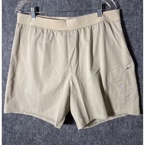Vuori Kore Shorts M XL Khaki Tan Yellow Athletic Lined Gym Training Running V302